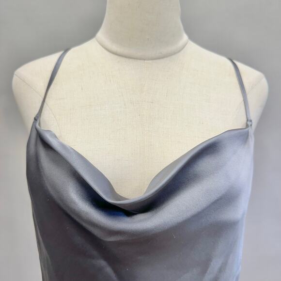 Intermix Fayette Cowl Neck Silk Camisole in Gray Size Large - Picture 4 of 15